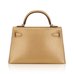 Kelly Sellier 20 Metallic Dore Chevre Chamkilight Permabrass Hardware