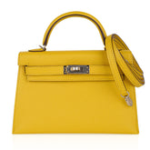 Verso Mini Kelly 20 Bag Sellier Jaune de Naples & Gold Chevre Leather with Palladium Hardware