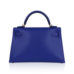 Kelly 20 Mini Sellier Bag Blue de Royal Chevre Leather Gold Hardware