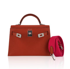 Mini Kelly 20 Bag Sellier Cuivre Chevre Leather with Palladium Hardware