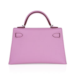 Mini Kelly 20 Bag Sellier Mauve Sylvestre Epsom with Palladium Hardware