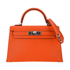 Verso Mini Kelly 20 Sellier Bag Feu & Terre Battue Chevre Leather with Palladium Hardware