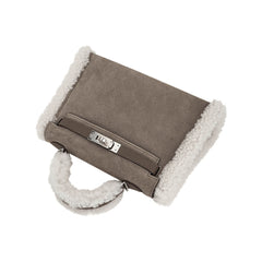 Kelly 20 Teddy Bag Pluch Shearling Gris Caillou Grizzly and Etoupe Swift Leather