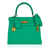 Kelly Retourne 25 Bag Menthe Togo Gold Hardware New w/Box