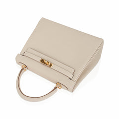 Kelly Retourne 25 Bag Craie Togo Leather with Gold Hardware