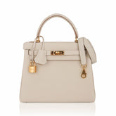 Kelly Retourne 25 Bag Craie Togo Leather with Gold Hardware