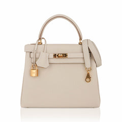 Kelly Retourne 25 Bag Craie Togo Leather with Gold Hardware