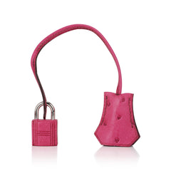 Kelly 25 Retourne Bag Fuchsia Ostrich with Palladium Hardware