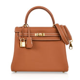 Kelly 25 Retourne Bag Coveted Gold Togo Gold Hardware
