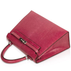 Kelly 25 Sellier Bag Fuschia Lizard with Palladium Hardware