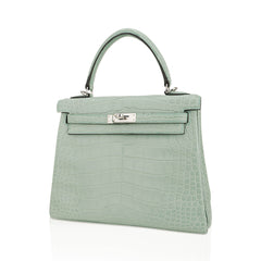 Kelly 25 Retourne Bag Vert d’Eau Matte Alligator with Palladium Hardware