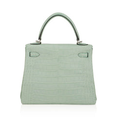 Kelly 25 Retourne Bag Vert d’Eau Matte Alligator with Palladium Hardware