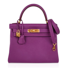 Kelly HSS 28 Bag Anemone Pink Retourne Epsom Brushed Gold
