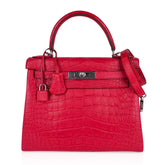 Kelly 28 Bag Rose Extreme Matte Alligator with Palladium Hardware