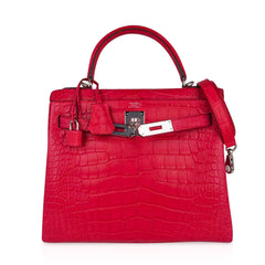 Kelly 28 Bag Rose Extreme Matte Alligator with Palladium Hardware