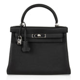 Kelly 28 Bag Black Retourne Togo Palladium Hardware