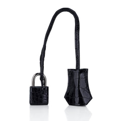 Kelly 32 Sellier Bag Black Crocodile with Palladium Hardware