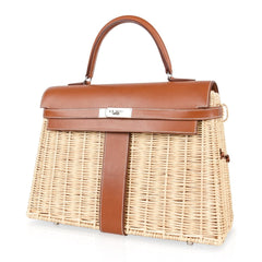 Kelly 35 Bag Picnic Wicker / Osier Palladium Hardware Limited Edition