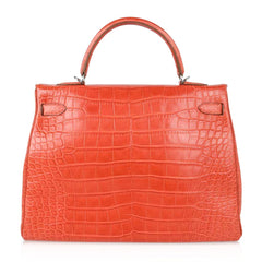 Kelly 35 Retourne Bag Sanguine Matte Alligator with Palladium Hardware