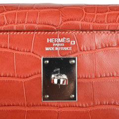 Kelly 35 Retourne Bag Sanguine Matte Alligator with Palladium Hardware