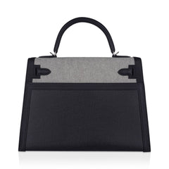 Kelly 32 Sellier Bag Toile H Berline & Plume Swift Leather with Palladium Hardware