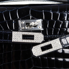 Kelly Cut Diamond Blue Marine Crocodile Bag Exquisite Clutch
