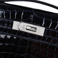 Kelly Cut Diamond Blue Marine Crocodile Bag Exquisite Clutch