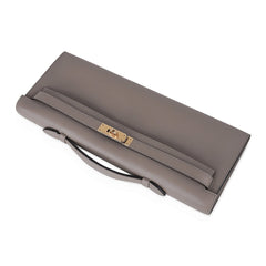 Kelly Cut Bag Gris Asphalte Gray Clutch Swift Gold Hardware