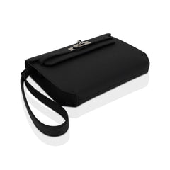 Kelly Depeches 25 Pouch Bag Black Galop D’Leather with Palladium Hardware