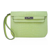 Kelly Depeches 25 Pouch Jaune Bourgeon Matte Alligator Palladium Hardware