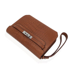 Kelly Depeches 25 Pouch Matte Gold Alligator with Palladium Hardware