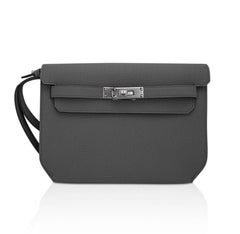 Kelly Depeches 25 Pouch Bag Etain Togo Leather with Palladium Hardware