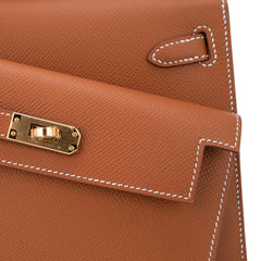 Limited Edition Kelly en Desordre Mini 20 Sellier Bag Gold Epsom Leather with Gold Hardware