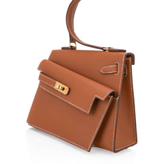 Limited Edition Kelly en Desordre Mini 20 Sellier Bag Gold Epsom Leather with Gold Hardware