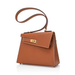 Limited Edition Kelly en Desordre Mini 20 Sellier Bag Gold Epsom Leather with Gold Hardware