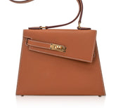 Limited Edition Kelly en Desordre Mini 20 Sellier Bag Gold Epsom Leather with Gold Hardware
