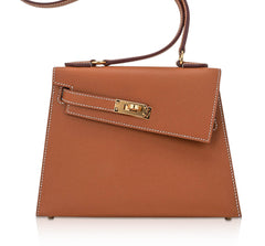 Limited Edition Kelly en Desordre Mini 20 Sellier Bag Gold Epsom Leather with Gold Hardware
