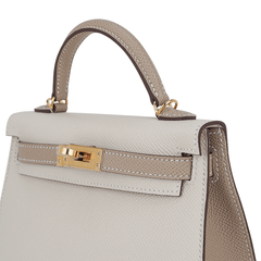 Special Order HSS Mini Kelly 20 Sellier Bag Nata and Trench Epsom Leather with Gold Hardware