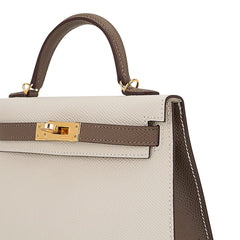 Special Order HSS Mini Kelly 20 Bag Sellier Craie & Etoupe Epsom Leather with Gold Hardware