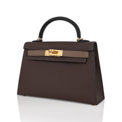 Special Order HSS Mini Kelly 20 Sellier Bag Ecorce Etoupe and Black with Gold Hardware