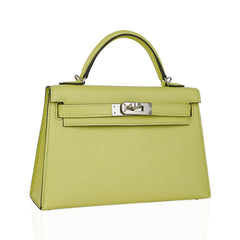 Mini Kelly 20 Bag Sellier Jaune Bourgeon Chevre Leather with Palladium Hardware