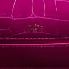 Kelly Pochette Clutch Bag Rose Scheherazade Pink Alligator Gold Hardware