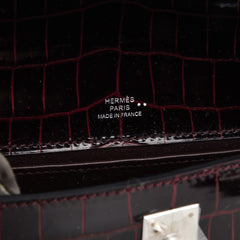 Kelly Pochette Clutch Bag Bordeaux Crocodile Jewel Toned Palladium