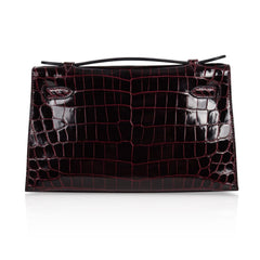 Kelly Pochette Clutch Bag Bordeaux Crocodile Jewel Toned Palladium