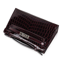 Kelly Pochette Clutch Bag Bordeaux Crocodile Jewel Toned Palladium