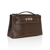 Kelly Pochette Clutch Gris Elephant Crocodile Bag