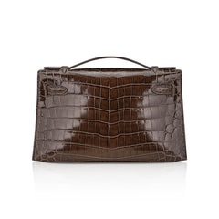 Kelly Pochette Clutch Gris Elephant Crocodile Bag