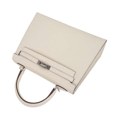 Kelly 25 Sellier Bag Nata Epsom Leather with Palladium Hardware