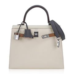 Kelly Sellier 25 Bag Nata Chai & Gris Meyer Epsom Leather with Palladium Hardware