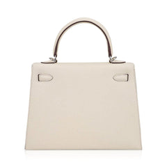 Kelly 25 Sellier Bag Nata Epsom Leather with Palladium Hardware